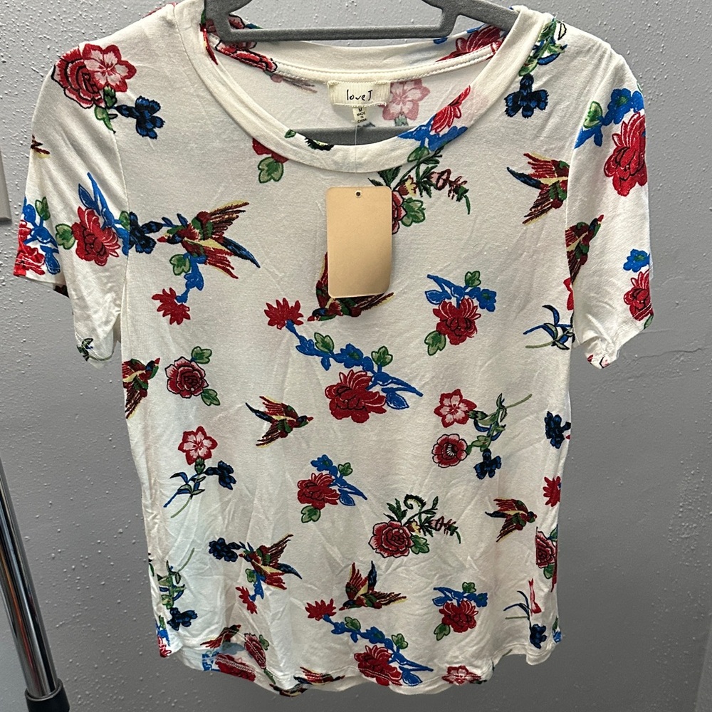 Love White Floral Print Women's Top